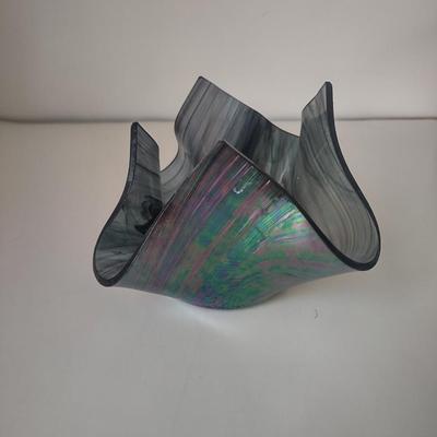 LOT 109K: Metal Menorah, Metal Lightswitch Faceplate and Vintage Tony Serviente Handkerchief Vases