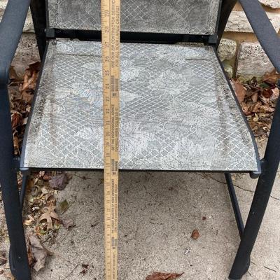 LOT 125Y: Patio Furniture Set - Six Folding Chairs, Small Table and Umbrella Stand