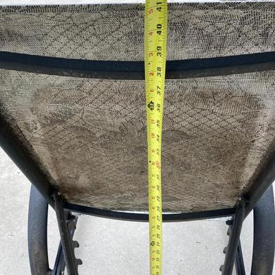 LOT 125Y: Patio Furniture Set - Six Folding Chairs, Small Table and Umbrella Stand