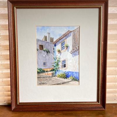LOT 130X: Framed and Signed Painting by Artist Rui Pinheiro - "OBidos"