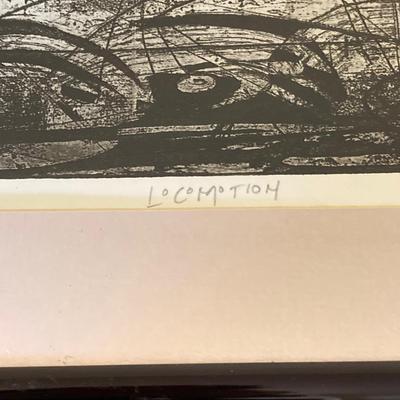 LOT 131X: Framed Wall Art - Initialed SL, Titled "Locomotion" Numbered 7/8 Dec 97