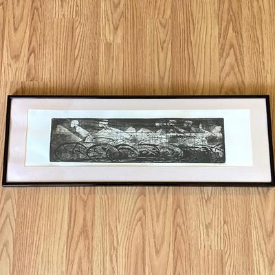 LOT 131X: Framed Wall Art - Initialed SL, Titled "Locomotion" Numbered 7/8 Dec 97