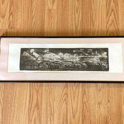 LOT 131X: Framed Wall Art - Initialed SL, Titled "Locomotion" Numbered 7/8 Dec 97