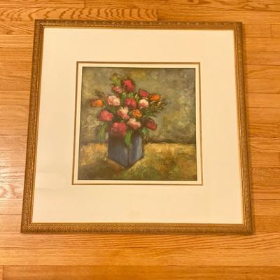 LOT 133X: Framed Floral Artwork - Signed by Artist N. Gregory