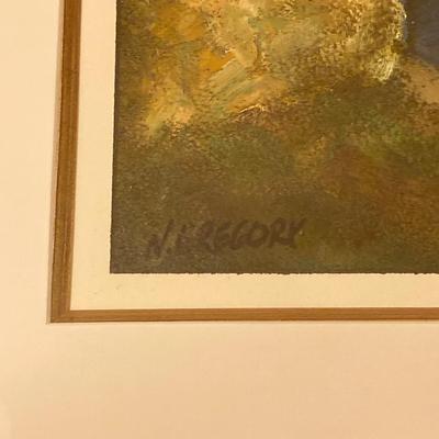 LOT 133X: Framed Floral Artwork - Signed by Artist N. Gregory