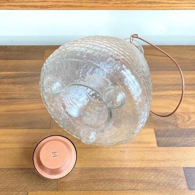 LOT 134X: Decorative Collection - Hand Crafted Wooden Basket, Coral, Driftwood and Copper Tone Handle Glass Bottle