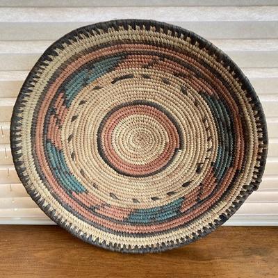 LOT 135X: Collection of Decorative Gourds, Boho Flat Baskets, Wall Art and Kakadu Hand Painted Wooden Scoop