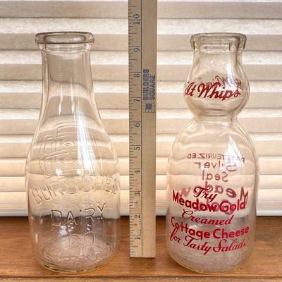 LOT 139X: Collection of Vintage Glass Bottles - Burschel Dairy Co Scranton, PA, Meadow Gold Cottage Cheese, Milk of Magnesia and More