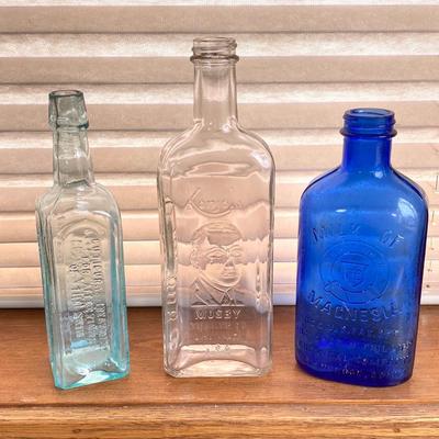 LOT 139X: Collection of Vintage Glass Bottles - Burschel Dairy Co Scranton, PA, Meadow Gold Cottage Cheese, Milk of Magnesia and More