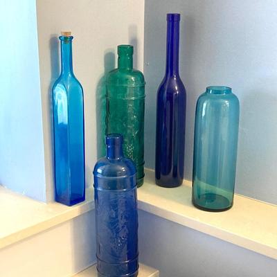 LOT 300X: Blue and Green Glass Bottle Collection