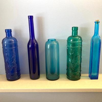 LOT 300X: Blue and Green Glass Bottle Collection