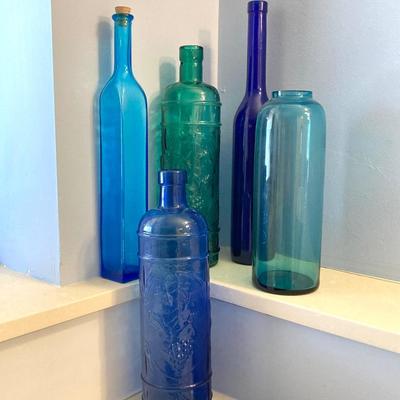 LOT 300X: Blue and Green Glass Bottle Collection