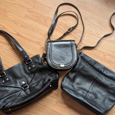 LOT 162X: Black Leather Purses: Ecco, Giani Bernini, And Bally Saddle Shape Crossbody Bag