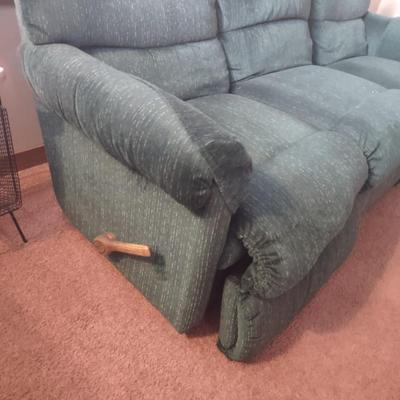 LOT 173B: Green Lazboy Couch with Reclining Sections on Each End