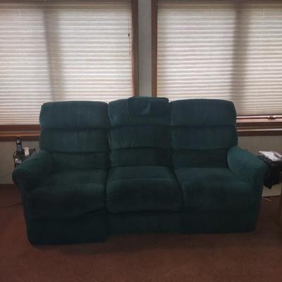 LOT 173B: Green Lazboy Couch with Reclining Sections on Each End
