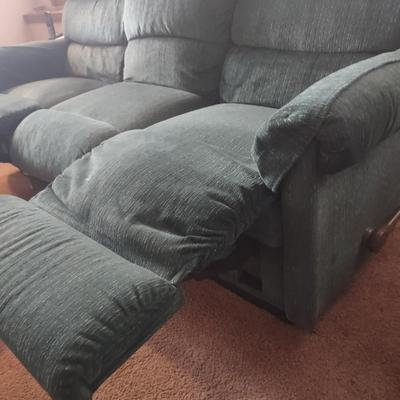 LOT 173B: Green Lazboy Couch with Reclining Sections on Each End