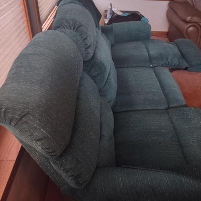 LOT 173B: Green Lazboy Couch with Reclining Sections on Each End