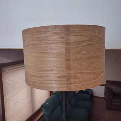 LOT 177: Modern Standing Lamp and Round Glass Top End Table