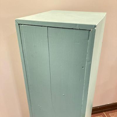 LOT 202B: Painted Wood 3 Drawer Dresser and Cube Style Shelf