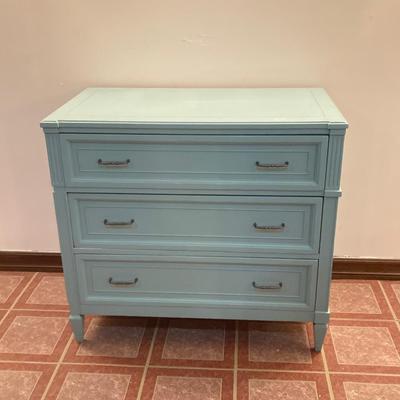 LOT 202B: Painted Wood 3 Drawer Dresser and Cube Style Shelf