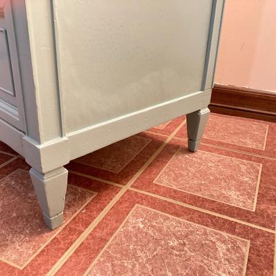 LOT 202B: Painted Wood 3 Drawer Dresser and Cube Style Shelf