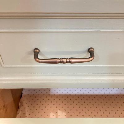 LOT 202B: Painted Wood 3 Drawer Dresser and Cube Style Shelf