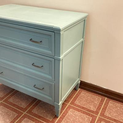 LOT 202B: Painted Wood 3 Drawer Dresser and Cube Style Shelf