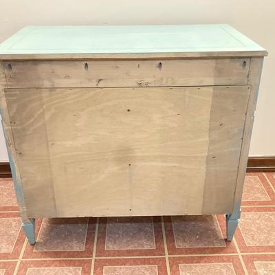 LOT 202B: Painted Wood 3 Drawer Dresser and Cube Style Shelf