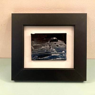 LOT 204B: Pair of Beautiful Abstract Framed Wall Hangings - "Black Seascapes 1 and 2" by dbg