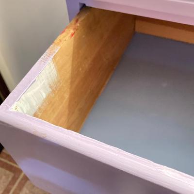 LOT 208B: Painted Wood 5 Drawer Dresser and Night Stand