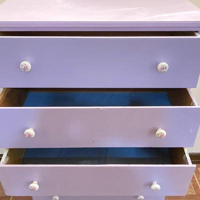 LOT 208B: Painted Wood 5 Drawer Dresser and Night Stand