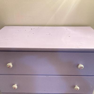 LOT 208B: Painted Wood 5 Drawer Dresser and Night Stand