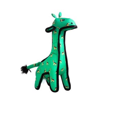 Small (10") The Worthy Dog Geoffrey Giraffe Patterned Chew Toy Green, Fun Fetch Play with Squeaker for Dogs Durable Material