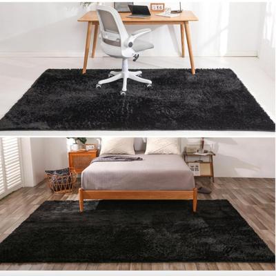 Black Ultra Fluffy Waterproof Area Rug, 5' x 8' Area Rug for Bedroom & Living Room Area Rug, Non Slip Faux Fur Rug