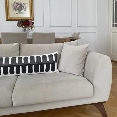 100% Natural Cotton Black & Gray Abstract Lumbar Pillow Cover - Extra Long Lumbar Pillow for Bed, Sofa, etc. Home Decorations,...