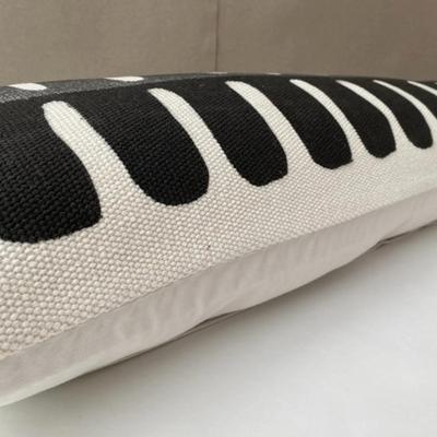 100% Natural Cotton Black & Gray Abstract Lumbar Pillow Cover - Extra Long Lumbar Pillow for Bed, Sofa, etc. Home Decorations,...