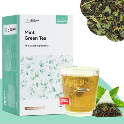 Lipbusy Care Organic Mint Green Tea Bags 10 Count (Pack of 1), Chinese Green Tea with Mint, Whole Green Tea Leaves With Mint Flavor &...