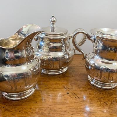 Three Piece Argentine Sterling Cream and Sugar Set (450 grams)