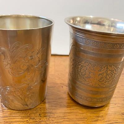 Two Detail Engraved 800 Sterling Cups (125 grams)