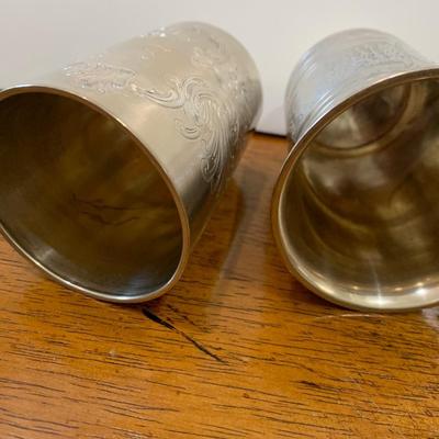 Two Detail Engraved 800 Sterling Cups (125 grams)