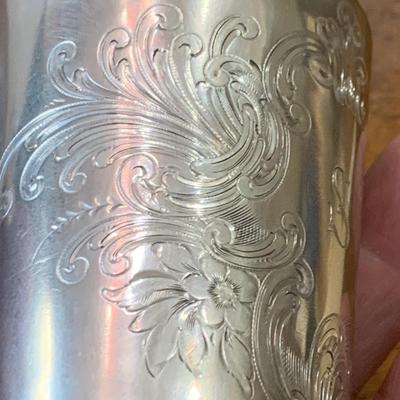 Two Detail Engraved 800 Sterling Cups (125 grams)