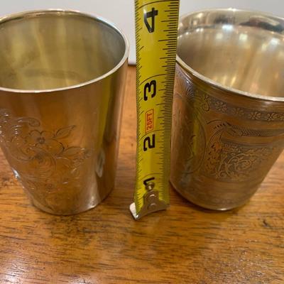 Two Detail Engraved 800 Sterling Cups (125 grams)