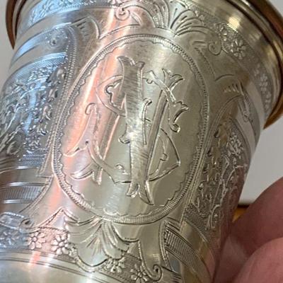 Two Detail Engraved 800 Sterling Cups (125 grams)