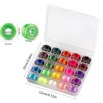 Pack of 25 Assorted Colors Elastic Thread Handy Sewing Machine Bobbins with Storage Box for Jewelry Making and Crafts