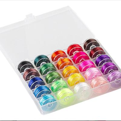 Pack of 25 Assorted Colors Elastic Thread Handy Sewing Machine Bobbins with Storage Box for Jewelry Making and Crafts