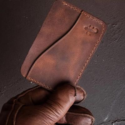 Semender Leather Goods - 100% Genuine Cowhide Leather Handmade Neva Compact Cardholder Wallet - 5-7 Card Capacity