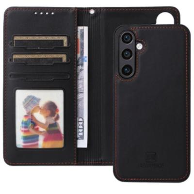 Samsung Galaxy A55 Black Faux Leather 2-in-1 Flip Leather Wallet Phone Case