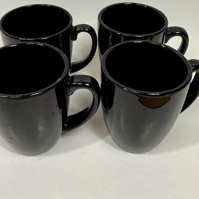 Corelle Coordinates Stoneware Coffee Cup Mugs Black, set of 4