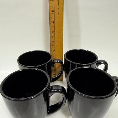 Corelle Coordinates Stoneware Coffee Cup Mugs Black, set of 4
