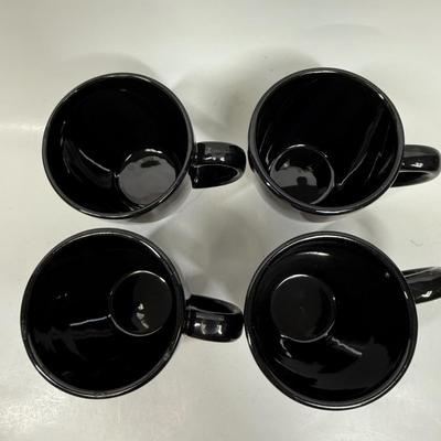 Corelle Coordinates Stoneware Coffee Cup Mugs Black, set of 4